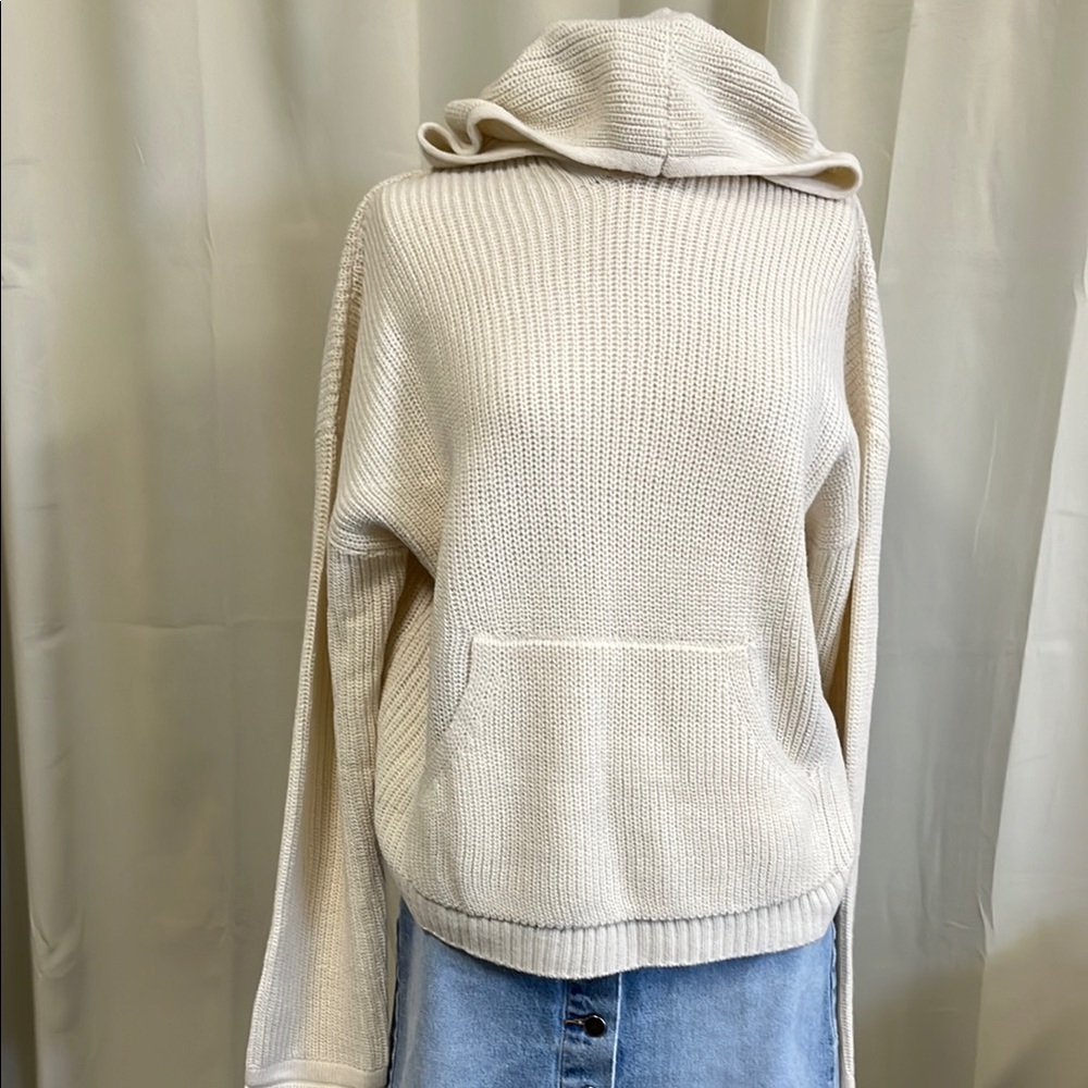Forever 21 Cream Knit Hooded Sweater